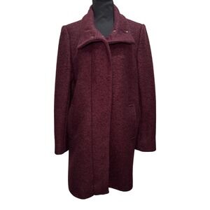 MARC NEW YORK ANDREW MARC Womens Wool Blend Coat Burgundy Collar Snap Zip Size M